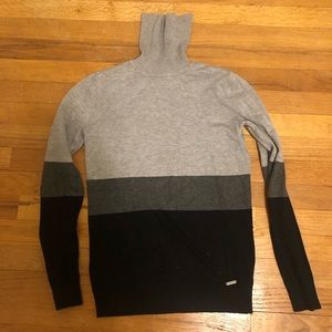 Calvin Klein gray color block turtleneck sweater